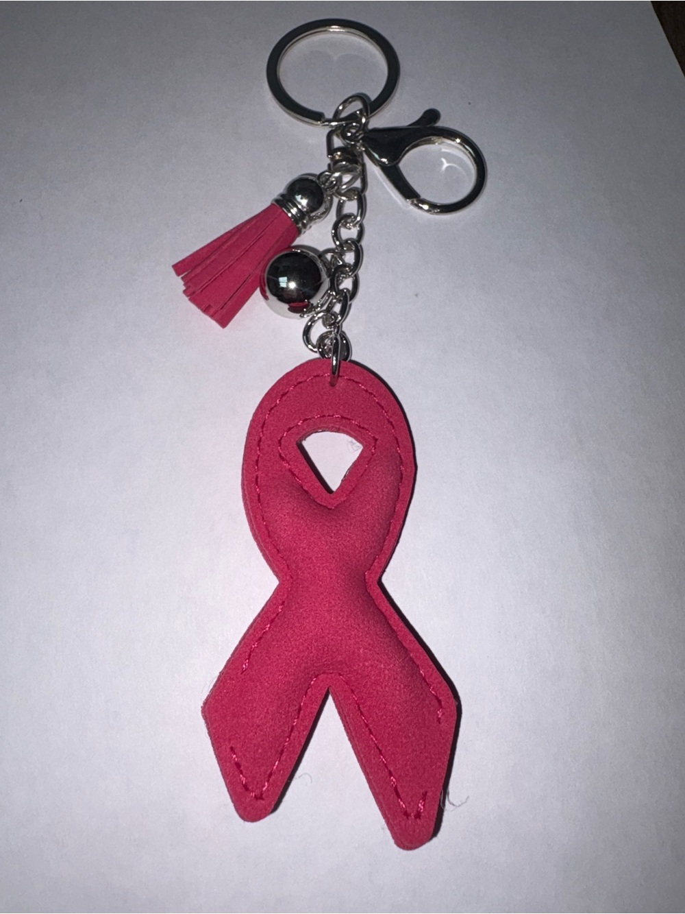 Pink Rhinestone Breast Cancer Awareness Ribbon Soft Bag Charm - Picture 5 of 7